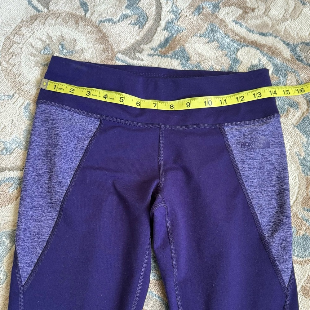 The North Face Womens Cropped Leggings Purple Mid Rise Heathered Panels Knit - Picture 4 of 7